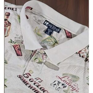 5XL Golf Polo Mens Big Dogs It's  5 O'Clock Somewhere AOP S/S Bigdog Lounge Vtg